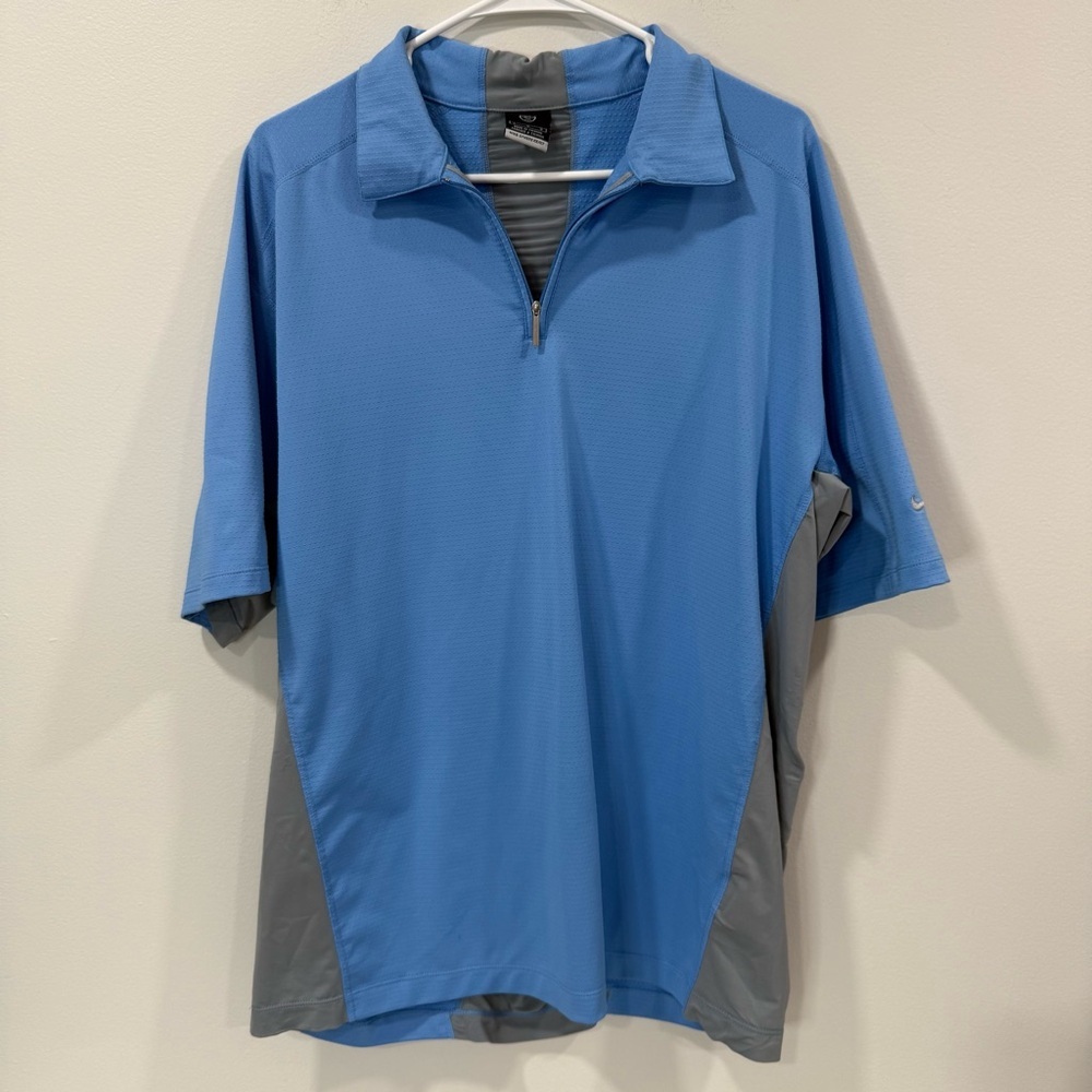 Nike Blue and Gray Performance Polo Shirt Size Large EUC
